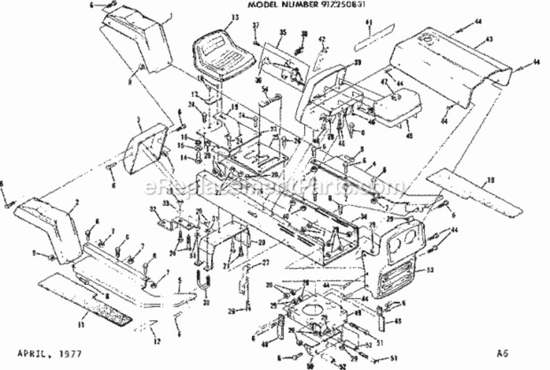 Page A Diagram and Parts List for  Craftsman Lawn Tractor