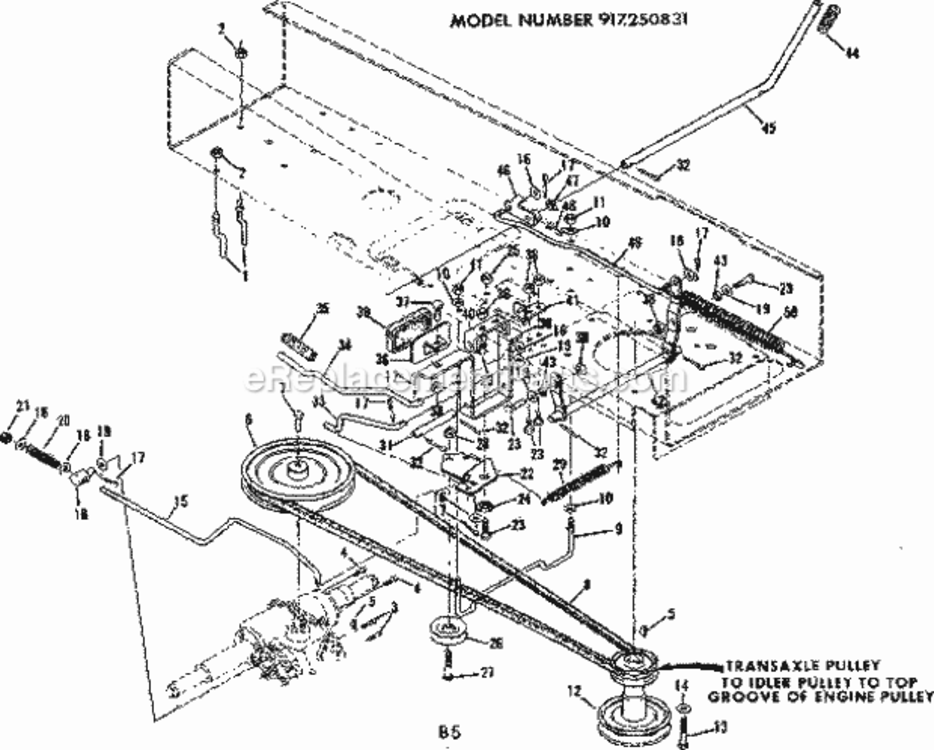 Page B Diagram and Parts List for  Craftsman Lawn Tractor