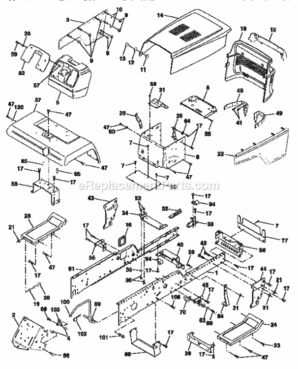 Page B Diagram and Parts List for  Craftsman Lawn Tractor
