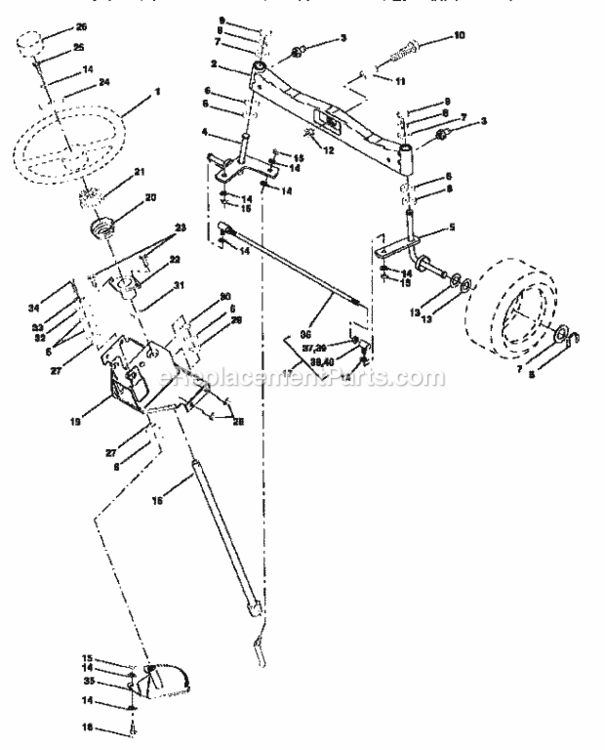 Page D Diagram and Parts List for  Craftsman Lawn Tractor