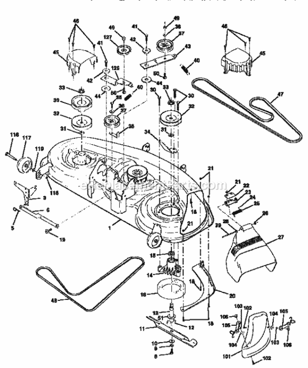 Page H Diagram and Parts List for  Craftsman Lawn Tractor