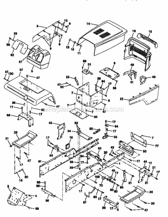 Page B Diagram and Parts List for  Craftsman Lawn Tractor