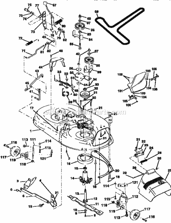 Page J Diagram and Parts List for  Craftsman Lawn Tractor