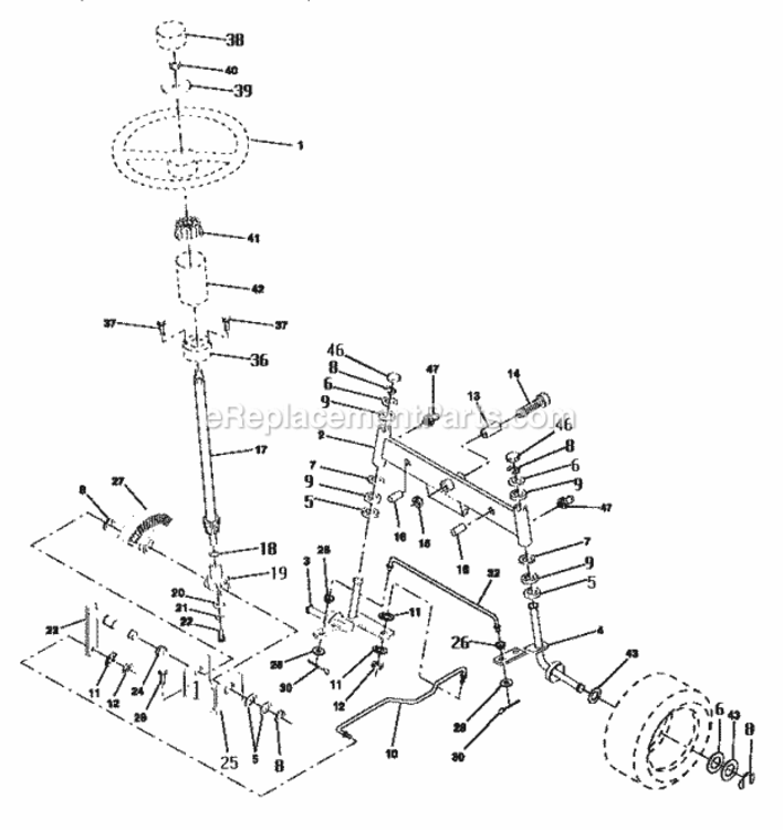 Page D Diagram and Parts List for  Craftsman Lawn Tractor