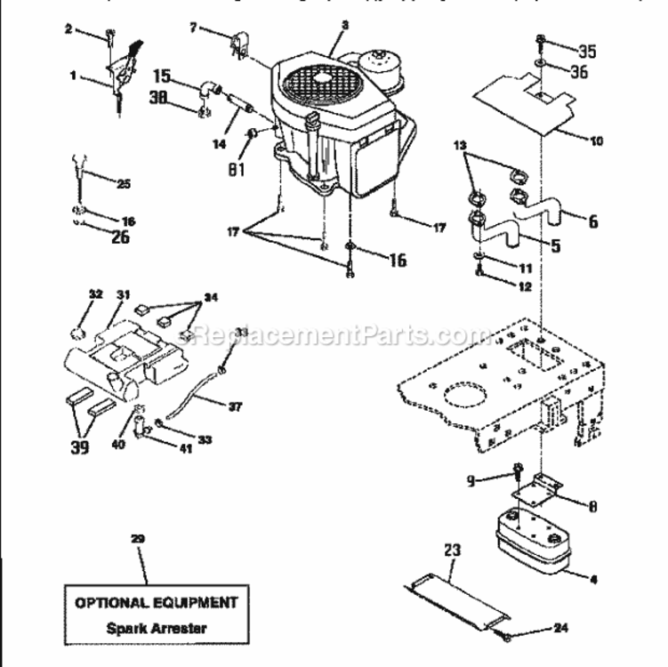 Page E Diagram and Parts List for  Craftsman Lawn Tractor