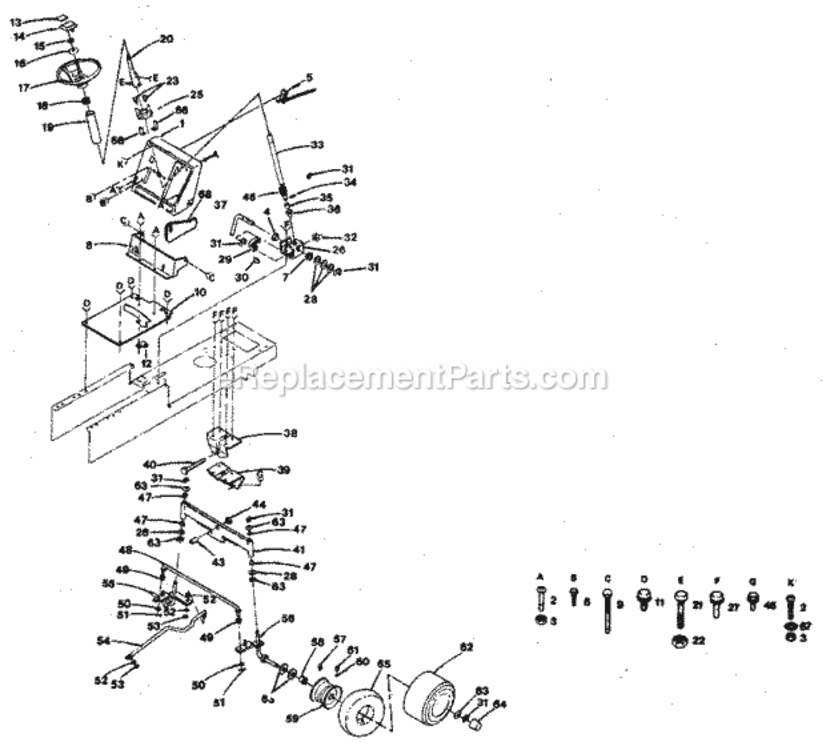 Page D Diagram and Parts List for  Craftsman Lawn Tractor