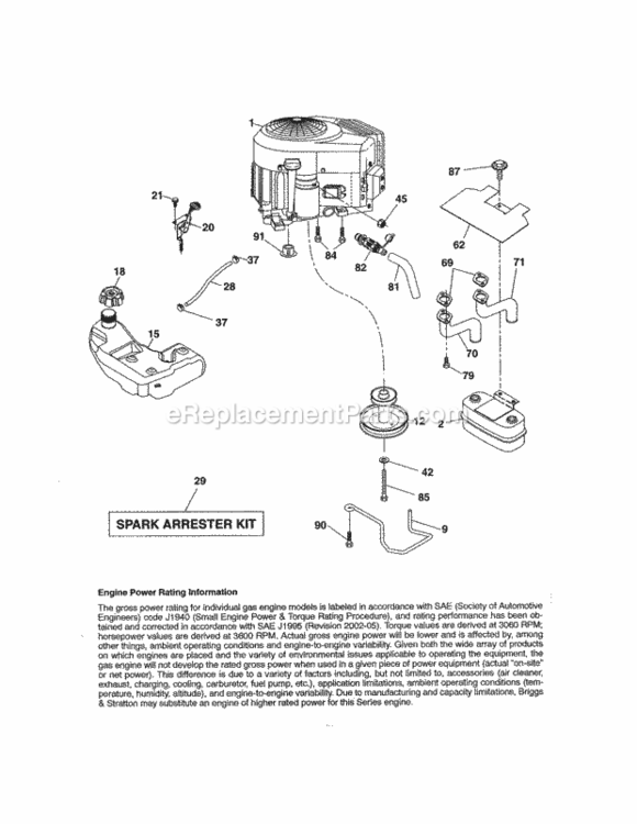 Page J Diagram and Parts List for  Craftsman Lawn Tractor
