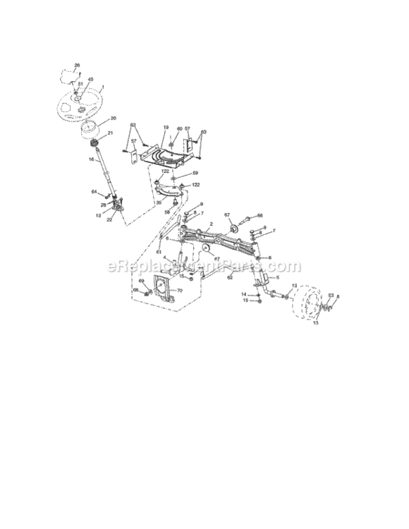 Page K Diagram and Parts List for  Craftsman Lawn Tractor
