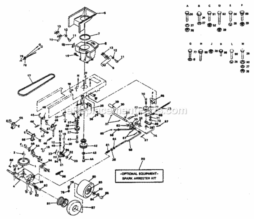 Page C Diagram and Parts List for  Craftsman Lawn Tractor
