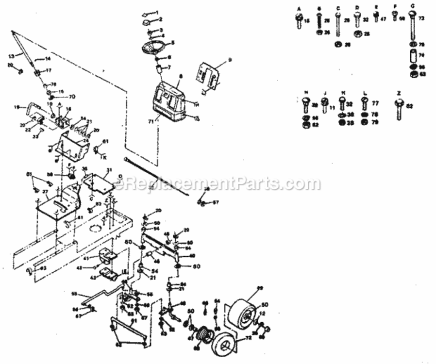 Page D Diagram and Parts List for  Craftsman Lawn Tractor