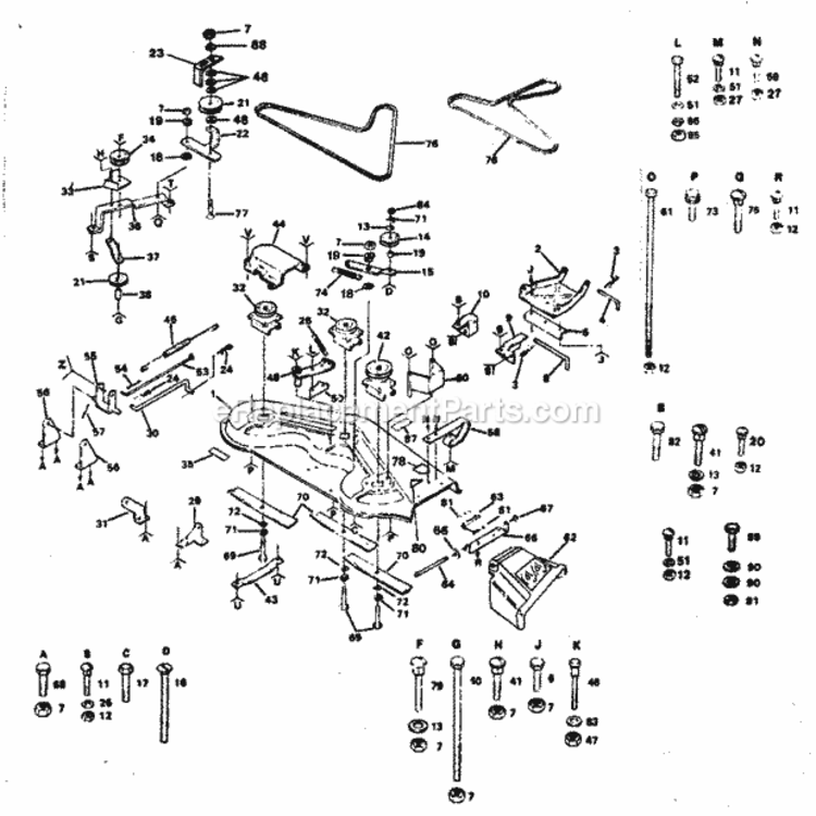 Page F Diagram and Parts List for  Craftsman Lawn Tractor
