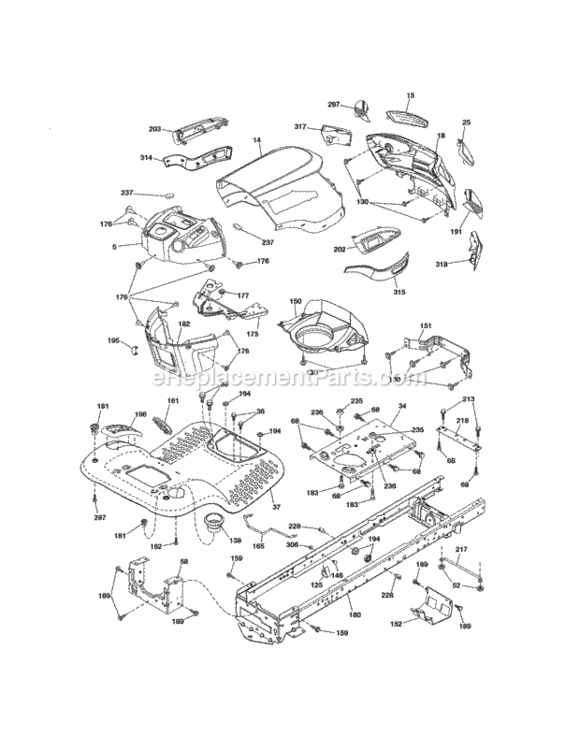 Page H Diagram and Parts List for  Craftsman Lawn Tractor