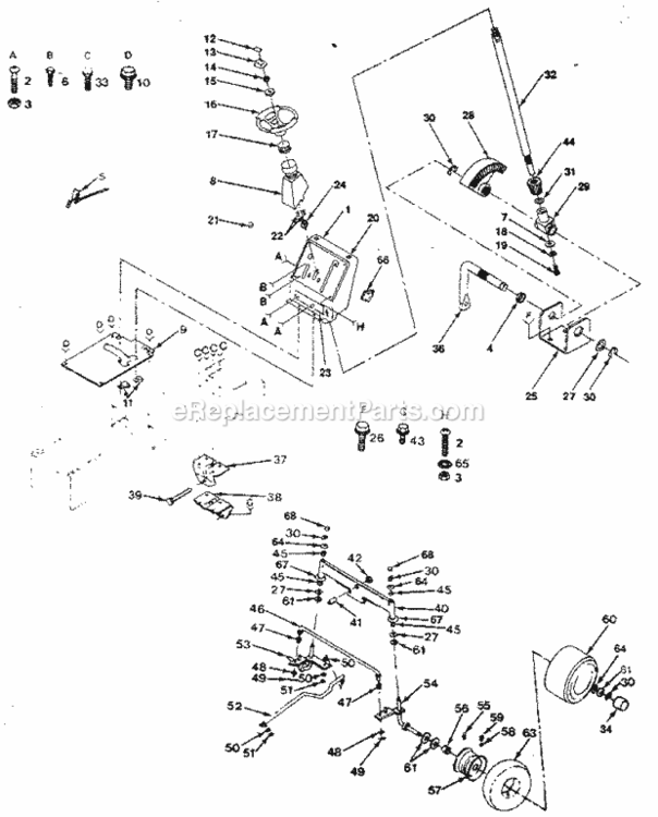Page D Diagram and Parts List for  Craftsman Lawn Tractor