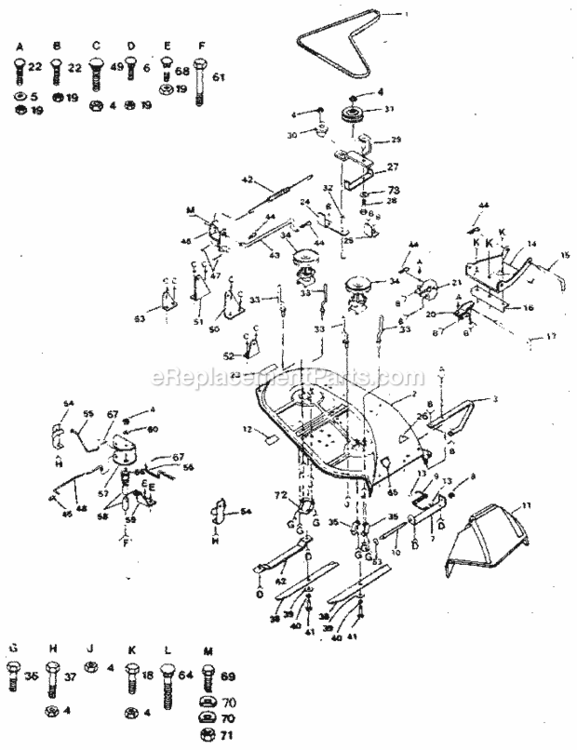 Page F Diagram and Parts List for  Craftsman Lawn Tractor