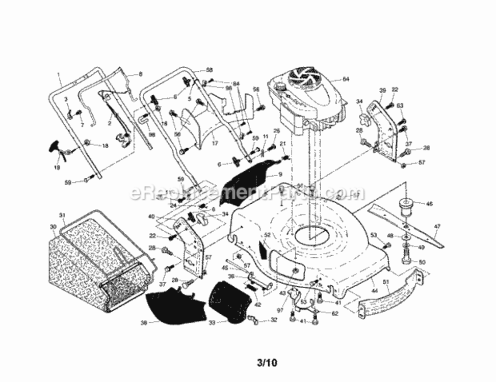 Page A Diagram and Parts List for  Craftsman Lawn Mower