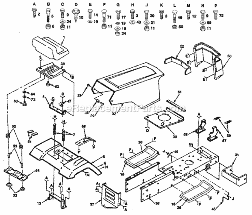 Page B Diagram and Parts List for  Craftsman Lawn Tractor
