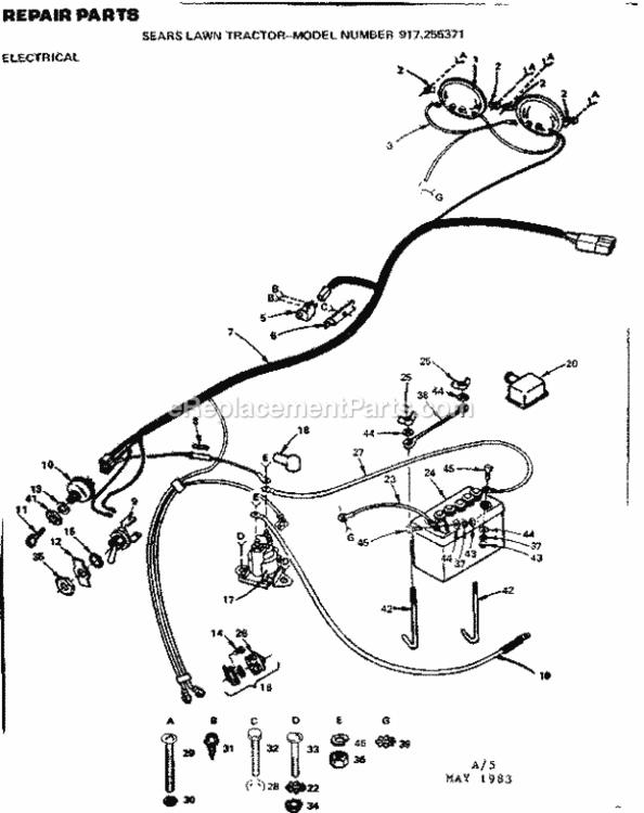 Page A Diagram and Parts List for  Craftsman Lawn Tractor