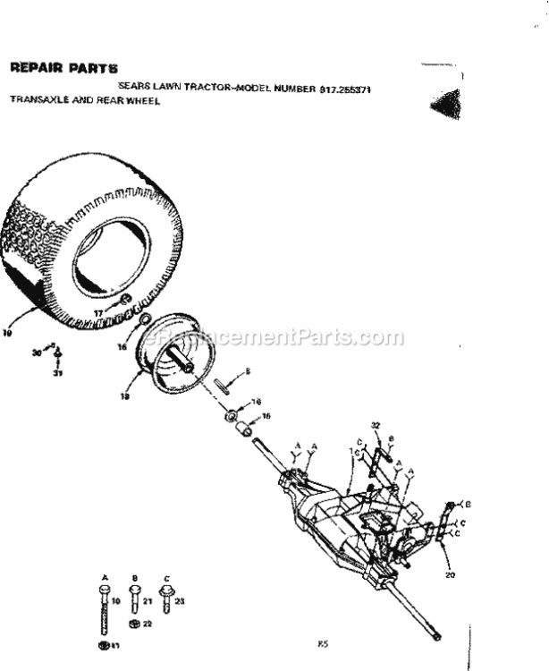 Page E Diagram and Parts List for  Craftsman Lawn Tractor