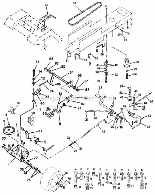 Page C Diagram and Parts List for  Craftsman Lawn Tractor