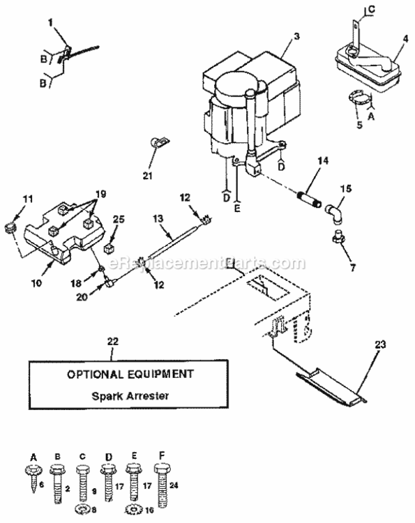 Page E Diagram and Parts List for  Craftsman Lawn Tractor