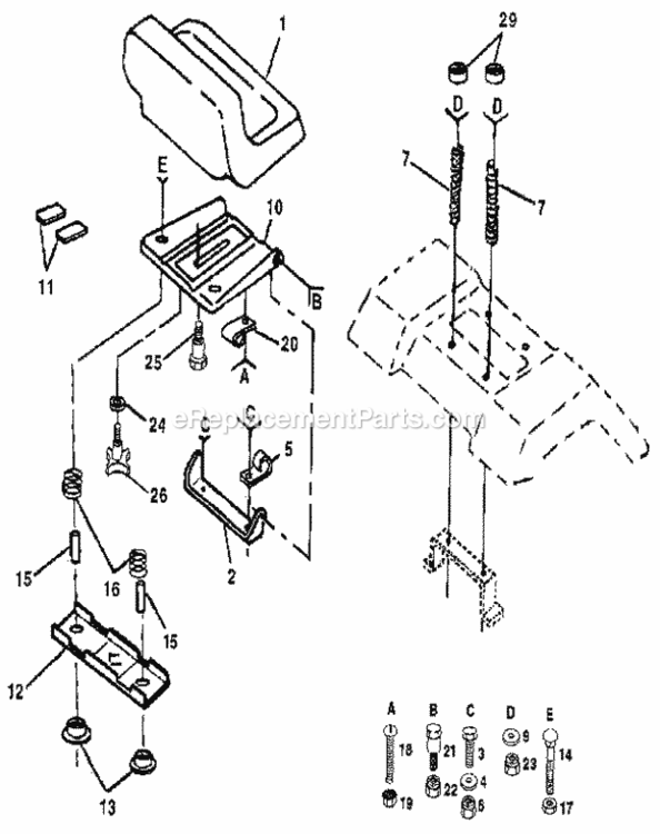 Page F Diagram and Parts List for  Craftsman Lawn Tractor