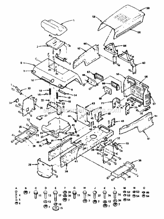 Page B Diagram and Parts List for  Craftsman Lawn Tractor