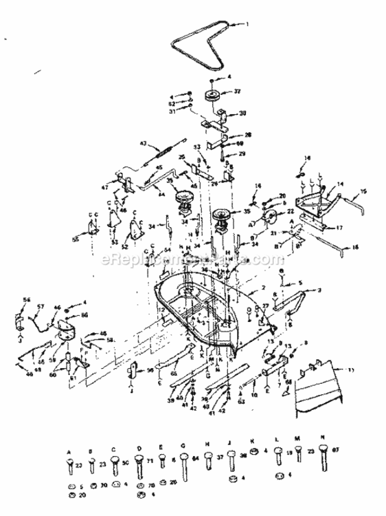 Page G Diagram and Parts List for  Craftsman Lawn Tractor