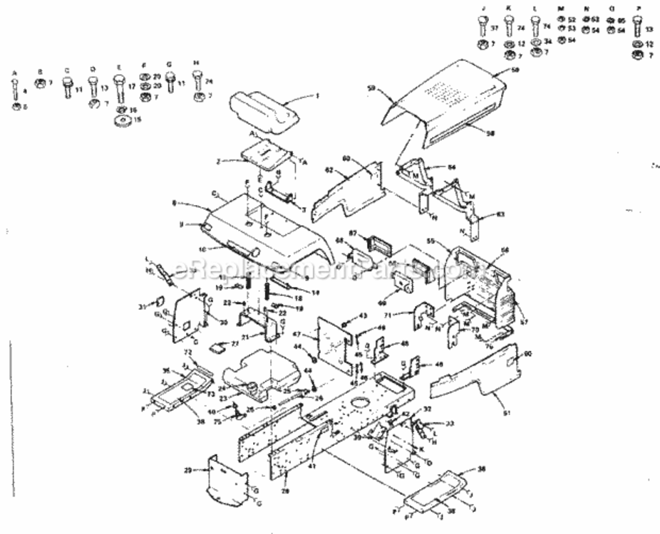Page B Diagram and Parts List for  Craftsman Lawn Tractor
