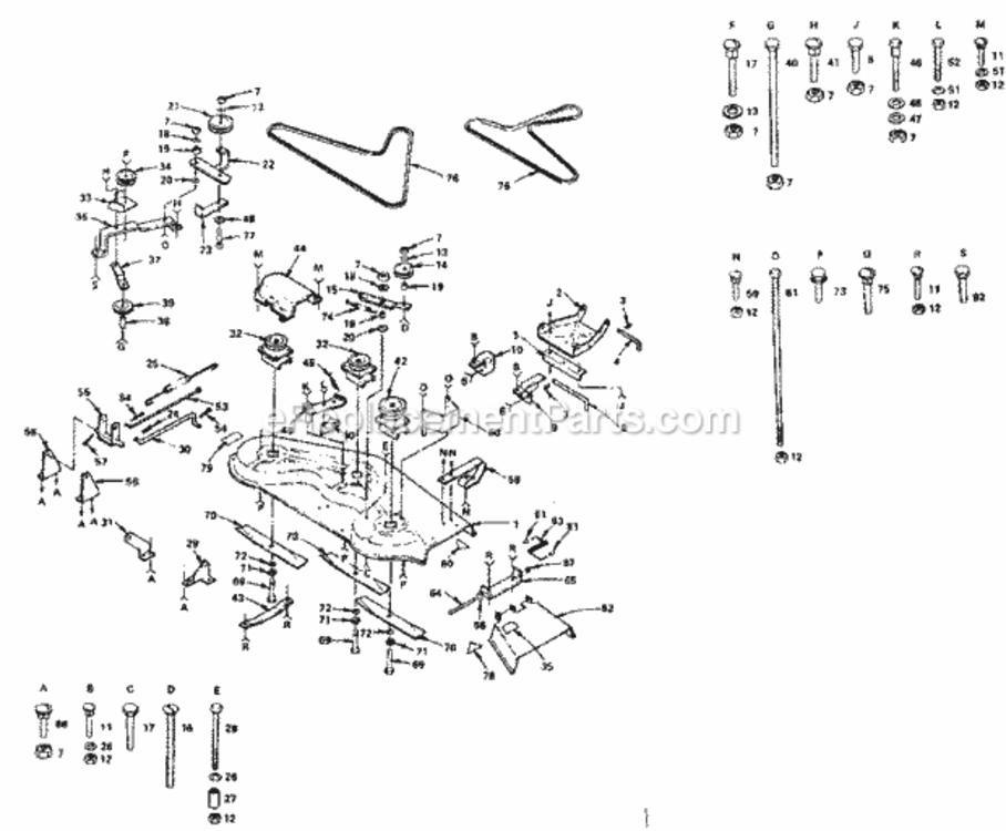 Page F Diagram and Parts List for  Craftsman Lawn Tractor
