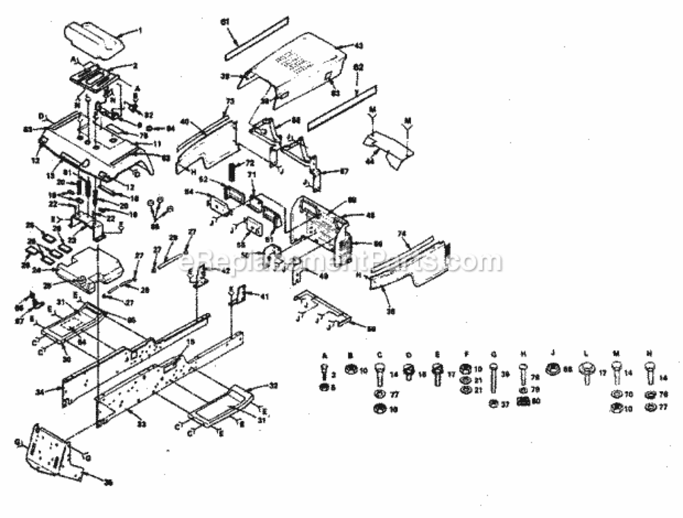 Page B Diagram and Parts List for  Craftsman Lawn Tractor