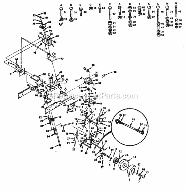 Page D Diagram and Parts List for  Craftsman Lawn Tractor