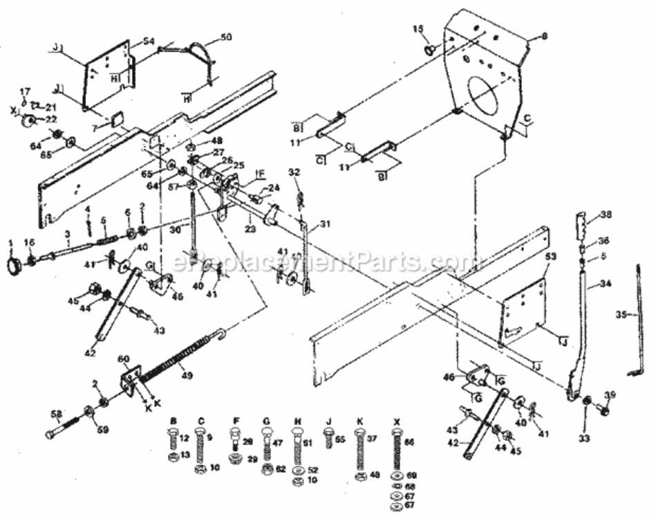 Page E Diagram and Parts List for  Craftsman Lawn Tractor
