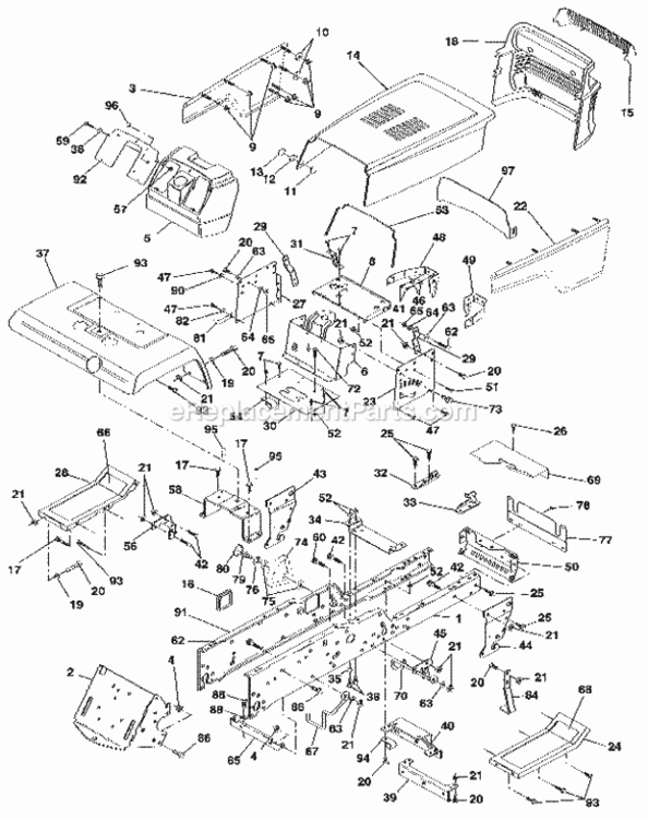 Page D Diagram and Parts List for  Craftsman Lawn Tractor