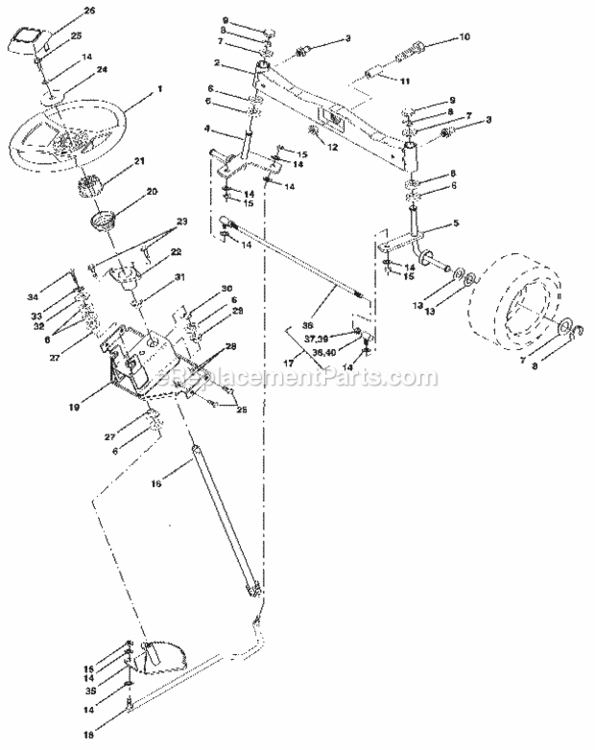 Page F Diagram and Parts List for  Craftsman Lawn Tractor