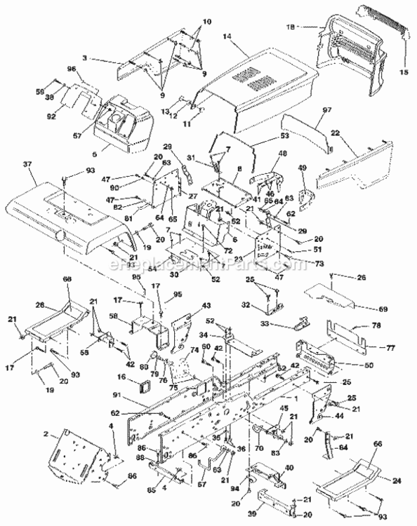 Page D Diagram and Parts List for  Craftsman Lawn Tractor