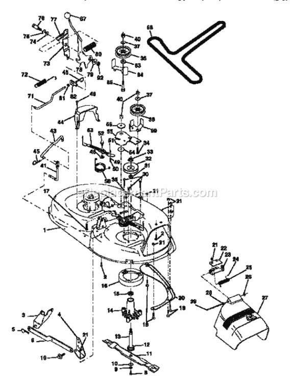 Page J Diagram and Parts List for  Craftsman Lawn Tractor
