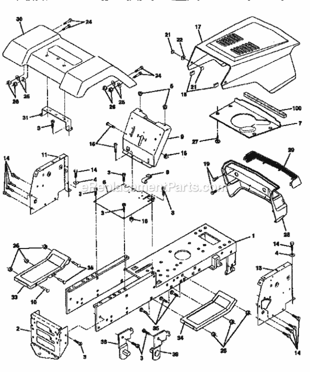 Page B Diagram and Parts List for  Craftsman Lawn Tractor