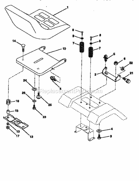 Page E Diagram and Parts List for  Craftsman Lawn Tractor