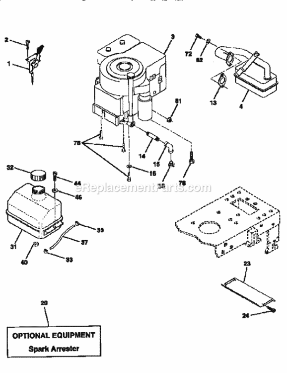 Page H Diagram and Parts List for  Craftsman Lawn Tractor