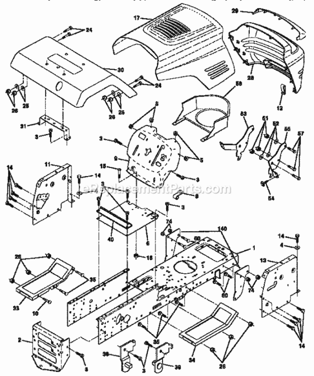 Page B Diagram and Parts List for  Craftsman Lawn Tractor