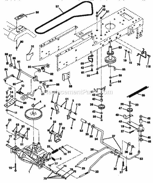Page C Diagram and Parts List for  Craftsman Lawn Tractor