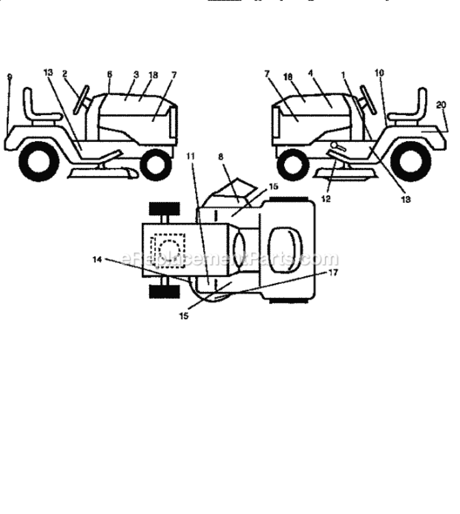 Page F Diagram and Parts List for  Craftsman Lawn Tractor