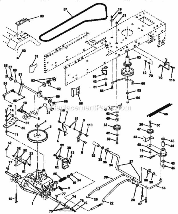 Page C Diagram and Parts List for  Craftsman Lawn Tractor