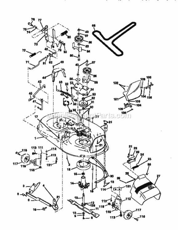 Page J Diagram and Parts List for  Craftsman Lawn Tractor