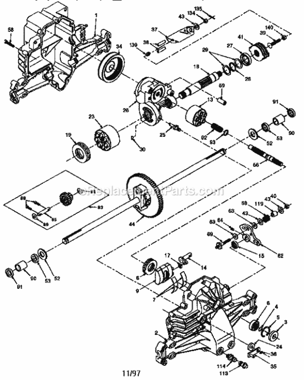Page K Diagram and Parts List for  Craftsman Lawn Tractor