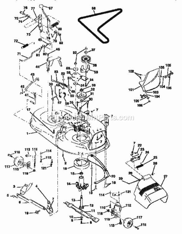 Page J Diagram and Parts List for  Craftsman Lawn Tractor