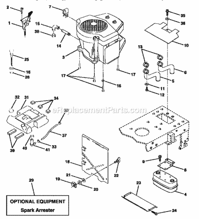 Page H Diagram and Parts List for  Craftsman Lawn Tractor