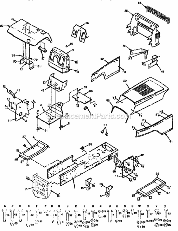 Page B Diagram and Parts List for  Craftsman Lawn Tractor
