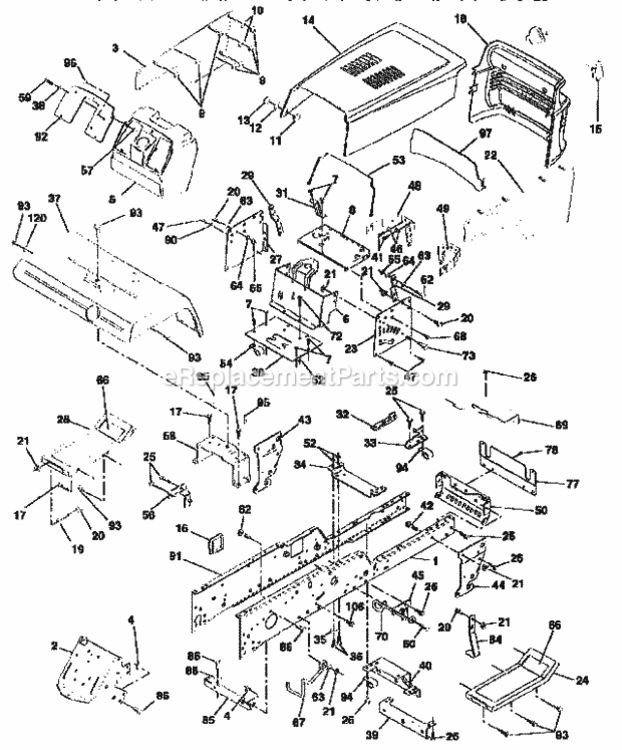 Page D Diagram and Parts List for  Craftsman Lawn Tractor