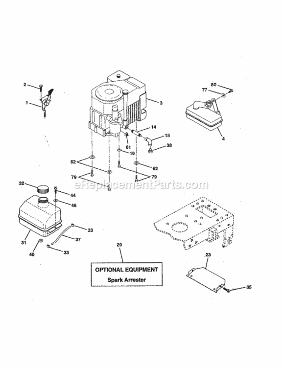 Page H Diagram and Parts List for  Craftsman Lawn Tractor